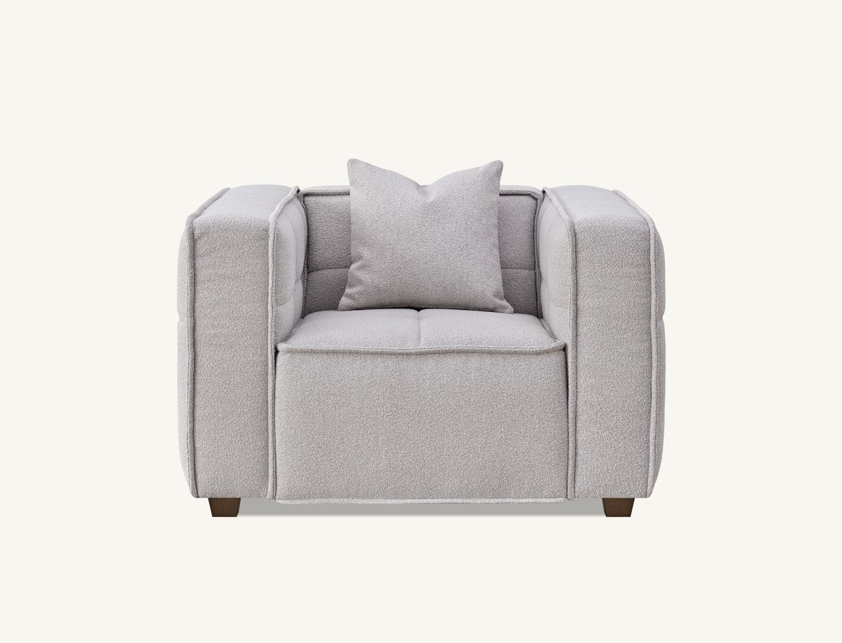 Aluxo Connell Putty Light Grey Boucle Armchair
